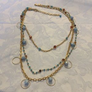 Joan Rivers 3-Tier Gold Tone Multi Stone Necklace